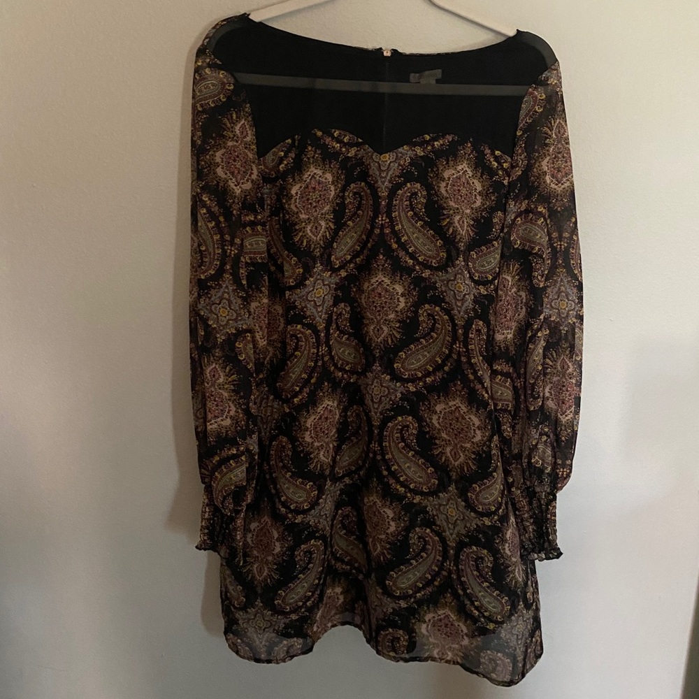 Paisley Printed Dress with Mesh Chest Piece